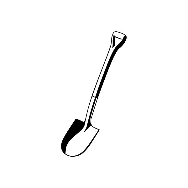 Shovel tool vinyl decal sticker, black shovel silhouette