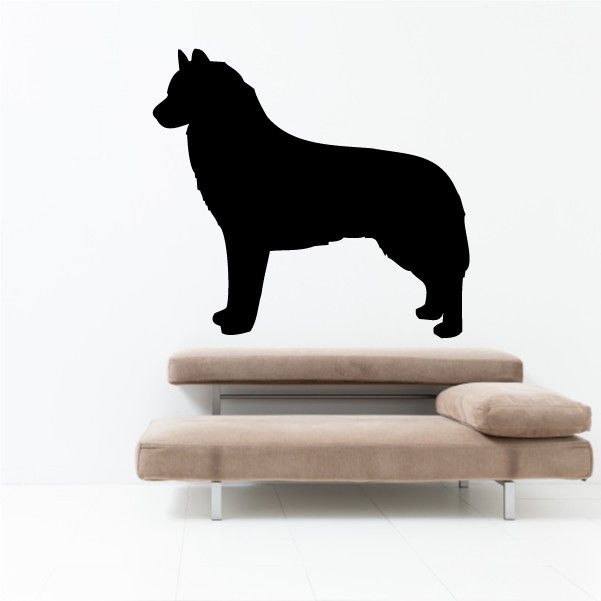 Siberian Husky decal sticker with black standing dog silhouette