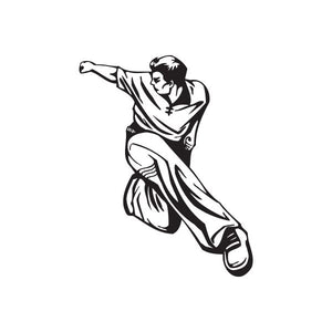 Parkour athlete side flip decal with black silhouette outline