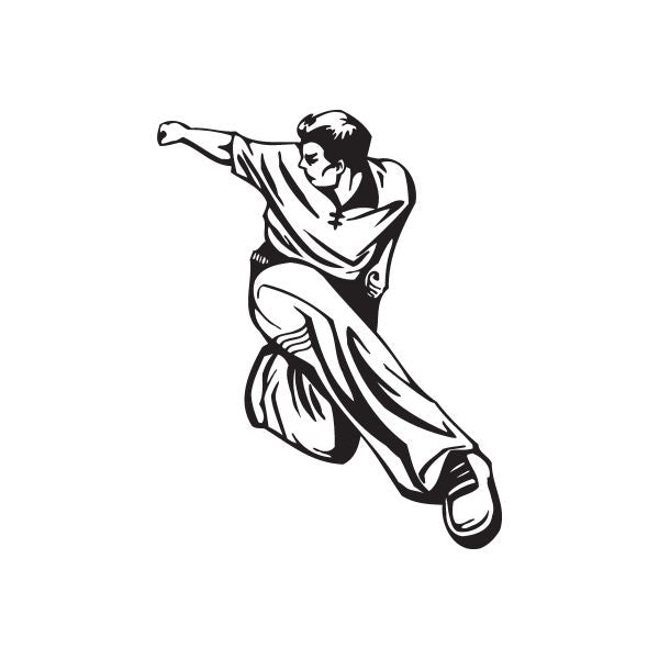 Parkour athlete side flip decal with black silhouette outline