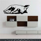 Side-resting pig vinyl wall decal, black silhouette