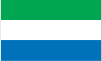 Sierra Leone flag sticker with green, white, and blue horizontal stripes