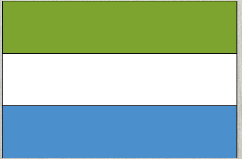 Rectangular Sierra Leone flag sticker with green, white, and blue horizontal stripes
