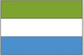 Rectangular Sierra Leone flag sticker with green, white, and blue horizontal stripes