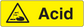 Caution acid sticker with yellow background, warning triangle, and 'Acid' text