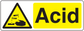 Caution acid sign sticker with yellow warning triangle and 'Acid' text