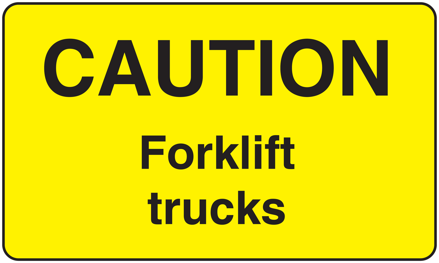 Caution forklift trucks sticker with bold 'CAUTION' and 'Forklift trucks' text