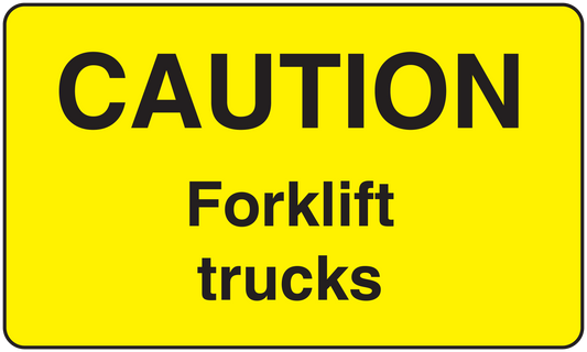 Caution forklift trucks sticker with bold 'CAUTION' and 'Forklift trucks' text