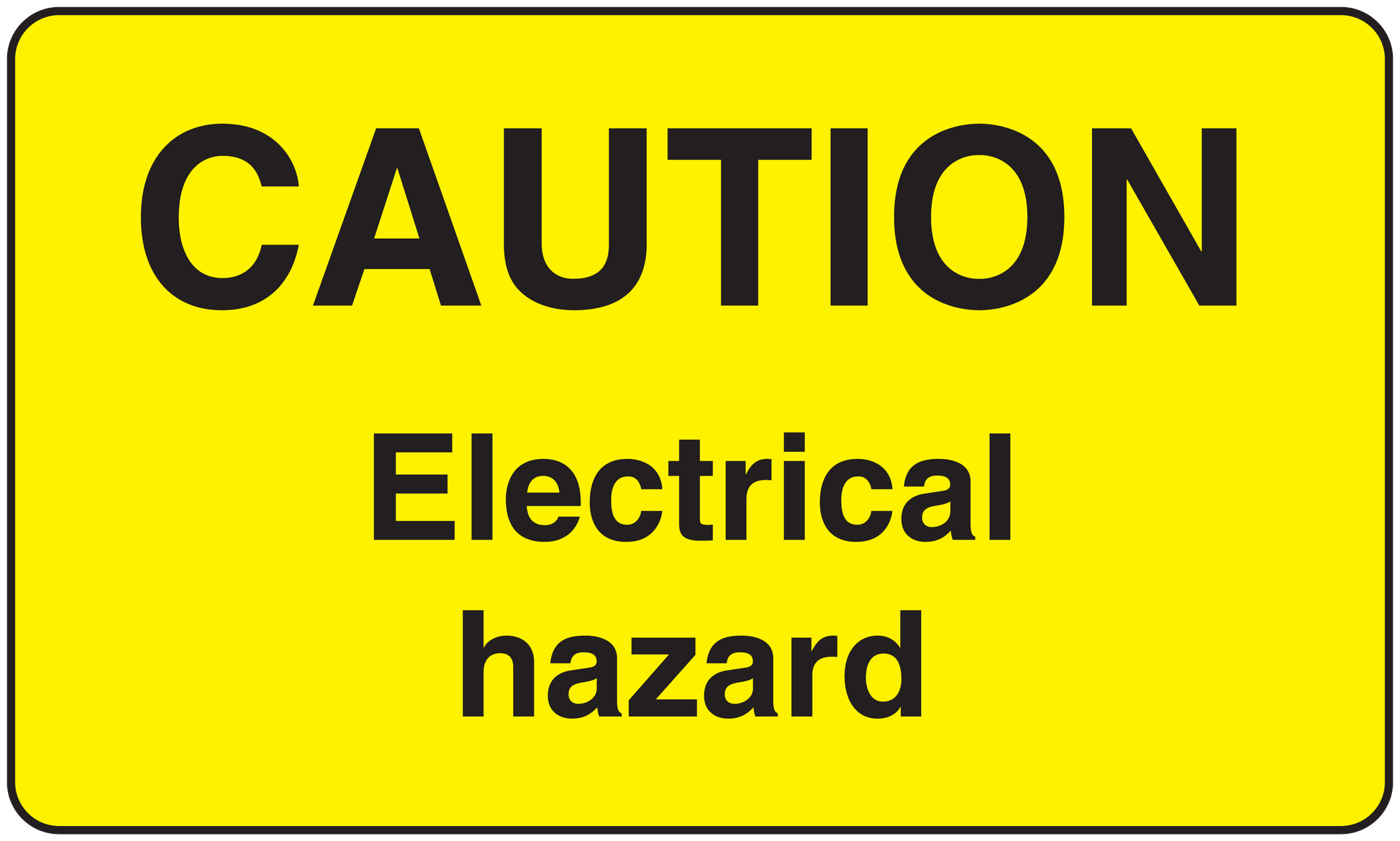 Yellow caution electrical hazard sticker with CAUTION and Electrical hazard text