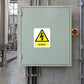 Caution isolator warning sticker with yellow triangular hazard icon and 'Isolator' label