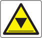 Yellow caution triangle sticker with black border and warning symbol
