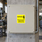 Yellow warning sticker: Disconnect mains supply before removing cover