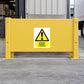 Yellow warning unloading hazard sign sticker with black exclamation triangle