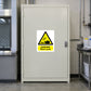 Danger nitric acid warning sticker with yellow hazard triangle and DANGER text