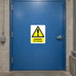 Square warning sticker: yellow hazard icon with 'DANGER No escape'
