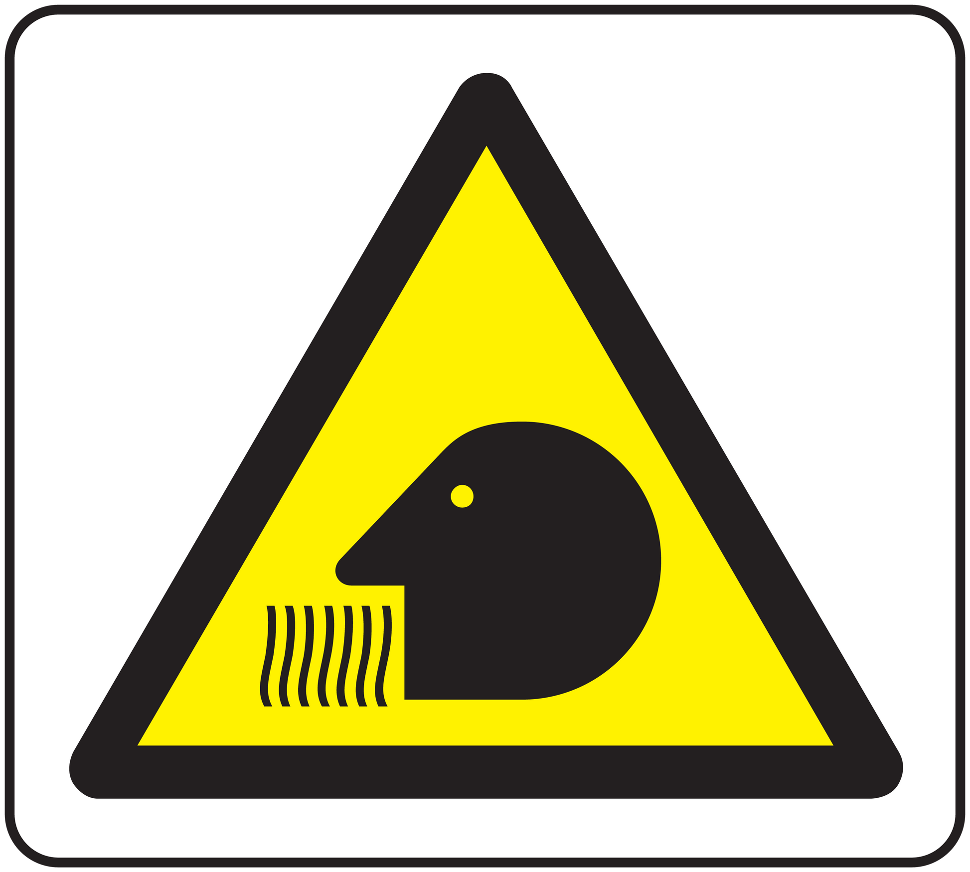 Caution vapors sticker with yellow warning triangle and black chemical vapor icon