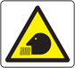 Caution vapors sticker with yellow warning triangle and black chemical vapor icon