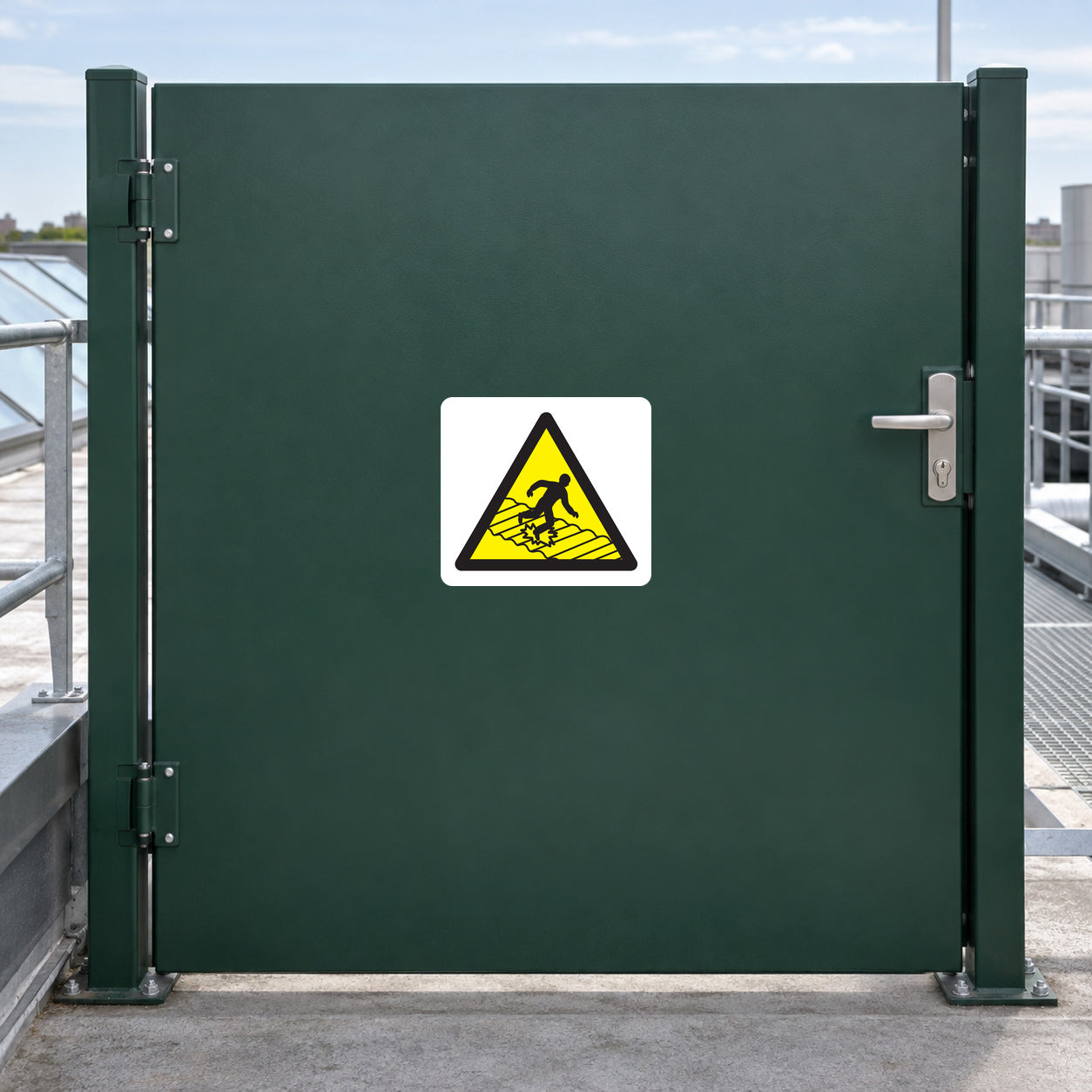 Caution fragile panels warning sticker with yellow warning icon
