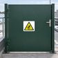 Caution fragile panels warning sticker with yellow warning icon