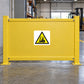 Warning forklift caution sticker with black triangle and forklift icon
