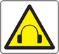 Caution music sticker with yellow triangle and black headphones icon