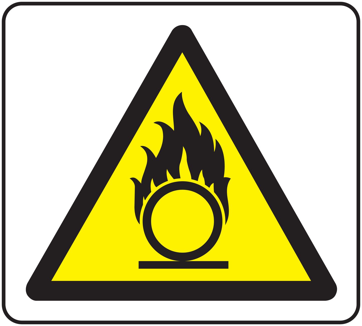 Flammable liquids caution sticker with yellow warning triangle and flame icon