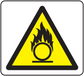 Flammable liquids caution sticker with yellow warning triangle and flame icon