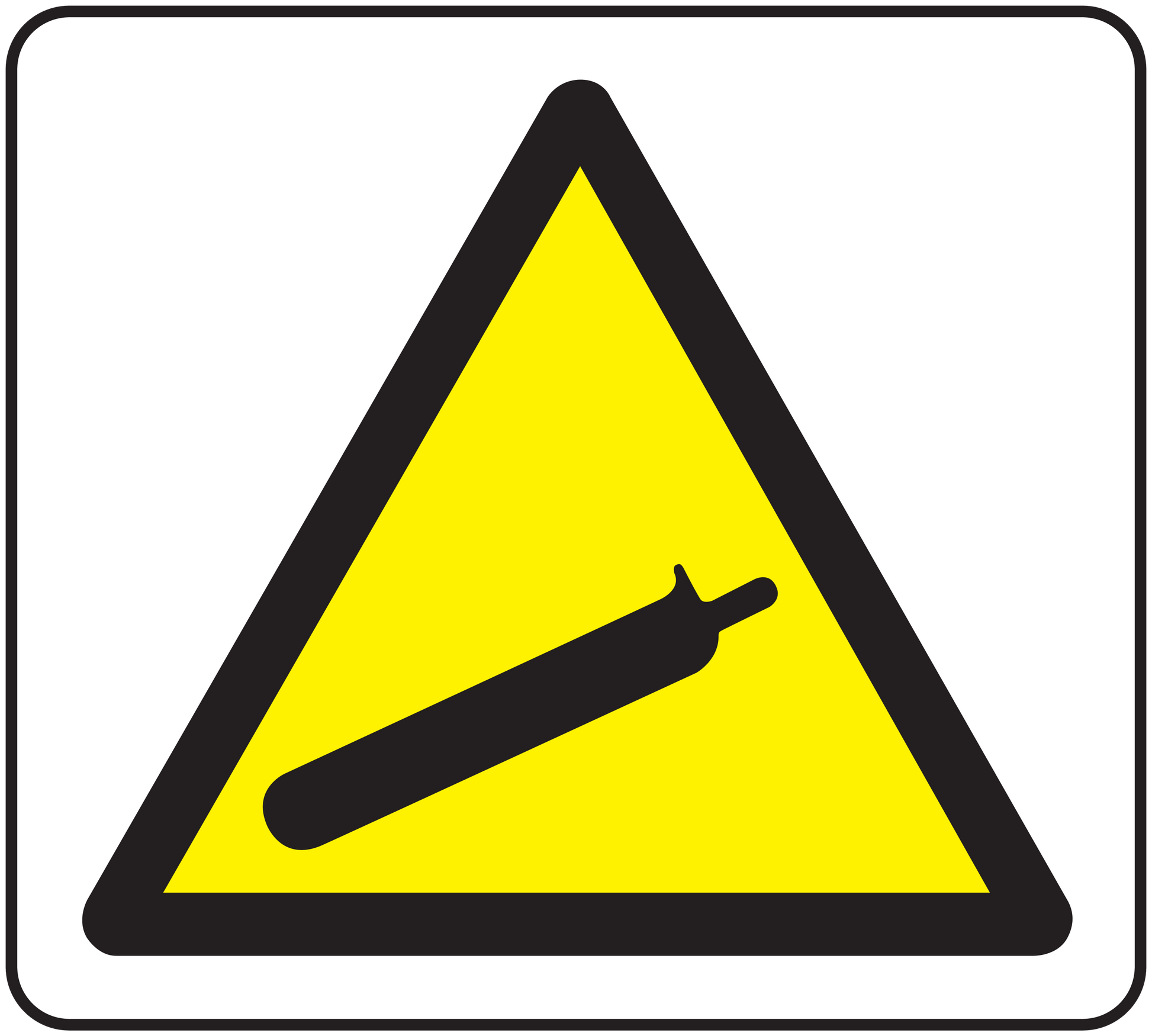 Caution nitrogen sticker with yellow warning triangle and black symbol