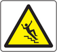 Caution stair sticker with yellow warning triangle and slipping person icon