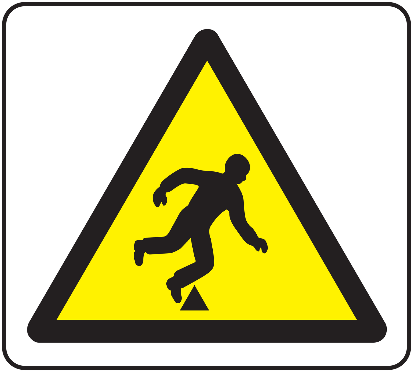 Caution floor sticker with yellow warning triangle and falling figure icon
