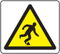 Caution floor sticker with yellow warning triangle and falling figure icon