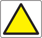 Caution triangle sticker with yellow center and thick black border