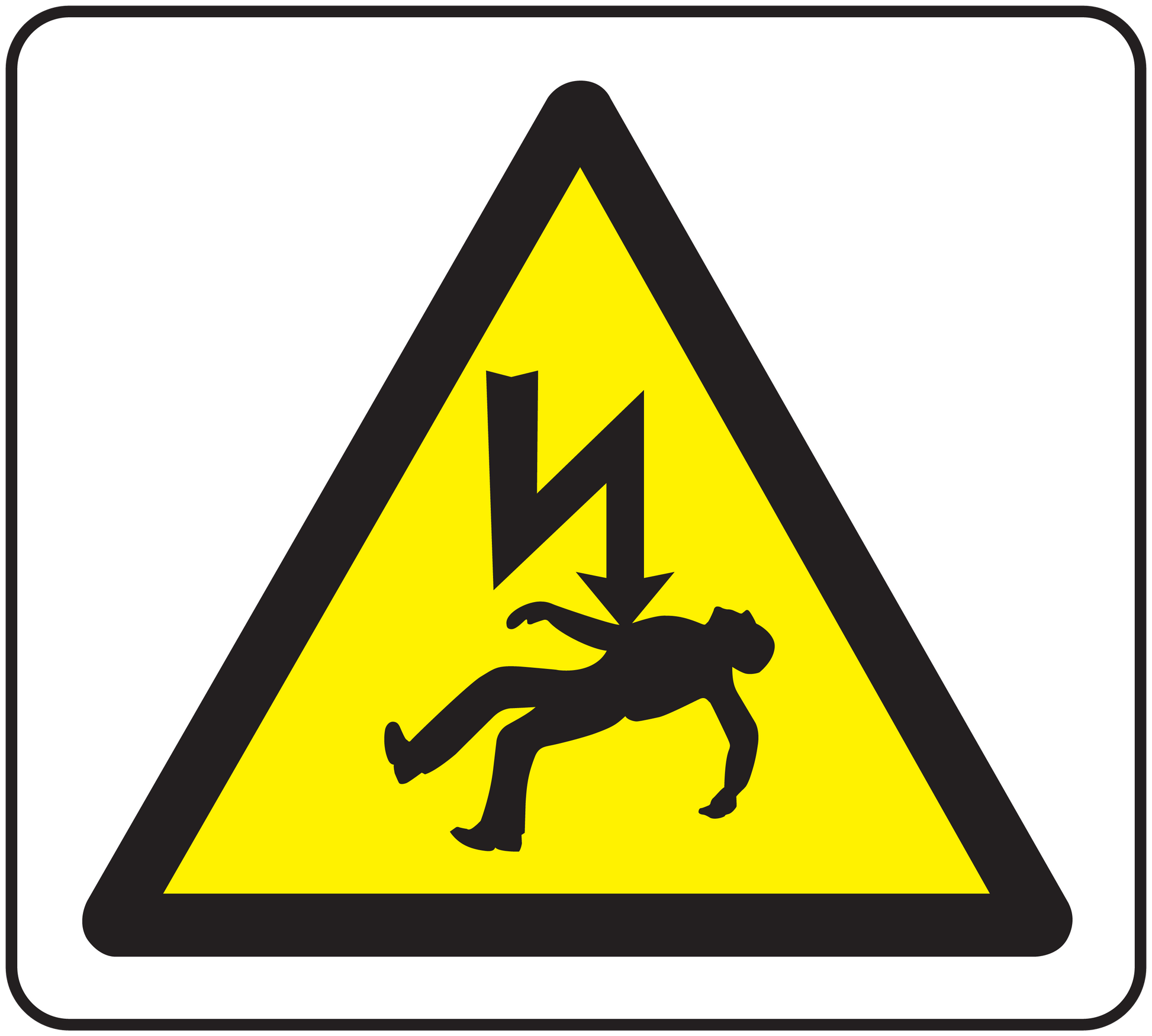 Caution electrical hazard sticker with yellow warning triangle and lightning icon