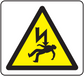 Caution electrical hazard sticker with yellow warning triangle and lightning icon