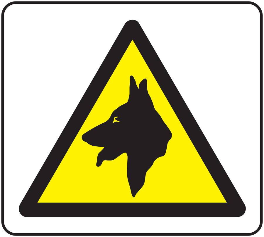 Caution K9 sticker with yellow warning triangle and black dog silhouette