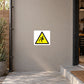 Caution step sticker with yellow icon of person slipping inside warning triangle