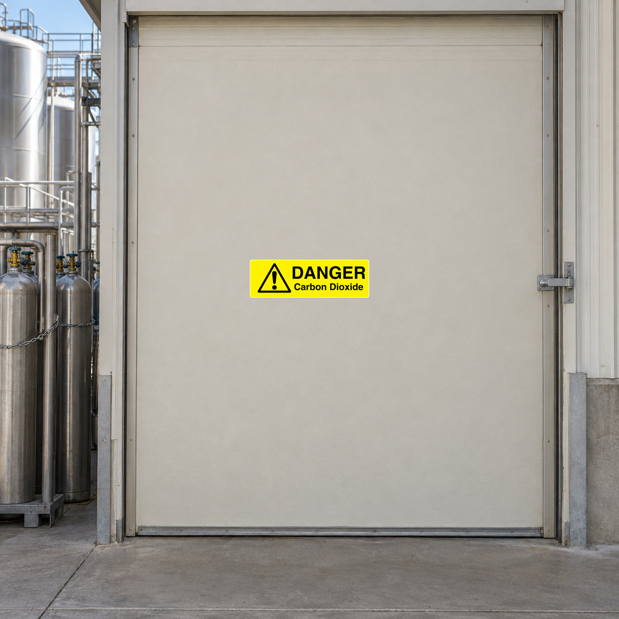 Yellow danger Carbon Dioxide warning sticker with caution symbol