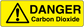 Warning danger Carbon Dioxide sticker with black triangle exclamation and bold text on yellow