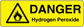 Yellow hazard sticker: black triangle and 'DANGER Hydrogen Peroxide' text