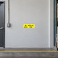 Yellow step warning sticker with exclamation icon and 'Mind the step' text