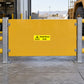 Yellow hazardous area warning sticker with exclamation icon and text