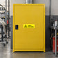 Highly flammable warning sticker on yellow door panel