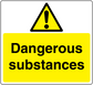 Dangerous substances warning sticker with yellow sign and black exclamation triangle