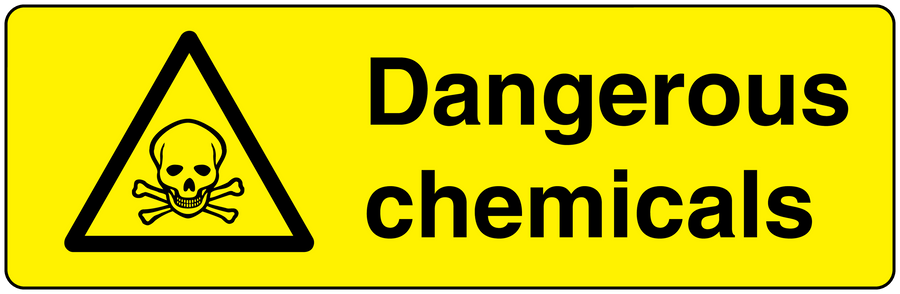 Dangerous chemicals rectangle sticker with skull warning symbol