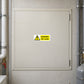 Danger Hot Water rectangle sticker with yellow warning triangle and bold text