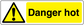 Danger hot warning sticker with yellow triangle and exclamation mark