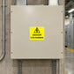Electrical panel danger sticker: yellow DANGER Live busbars warning