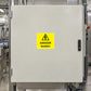 Yellow DANGER Isolator warning sticker with black hazard symbol