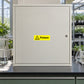 Poison warning sticker on a light cabinet door panel