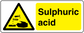Sulphuric acid hazard sticker with yellow label and warning triangle symbol